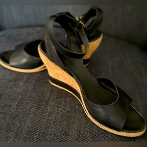 Black Wedge Sandals